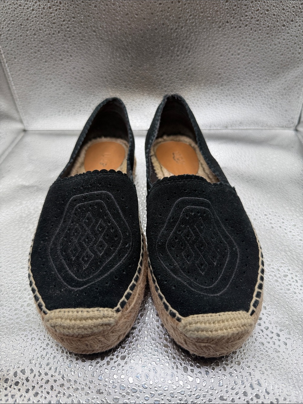 UGG Heidi Perf Black Perforated Espadrille Slip-On Flats